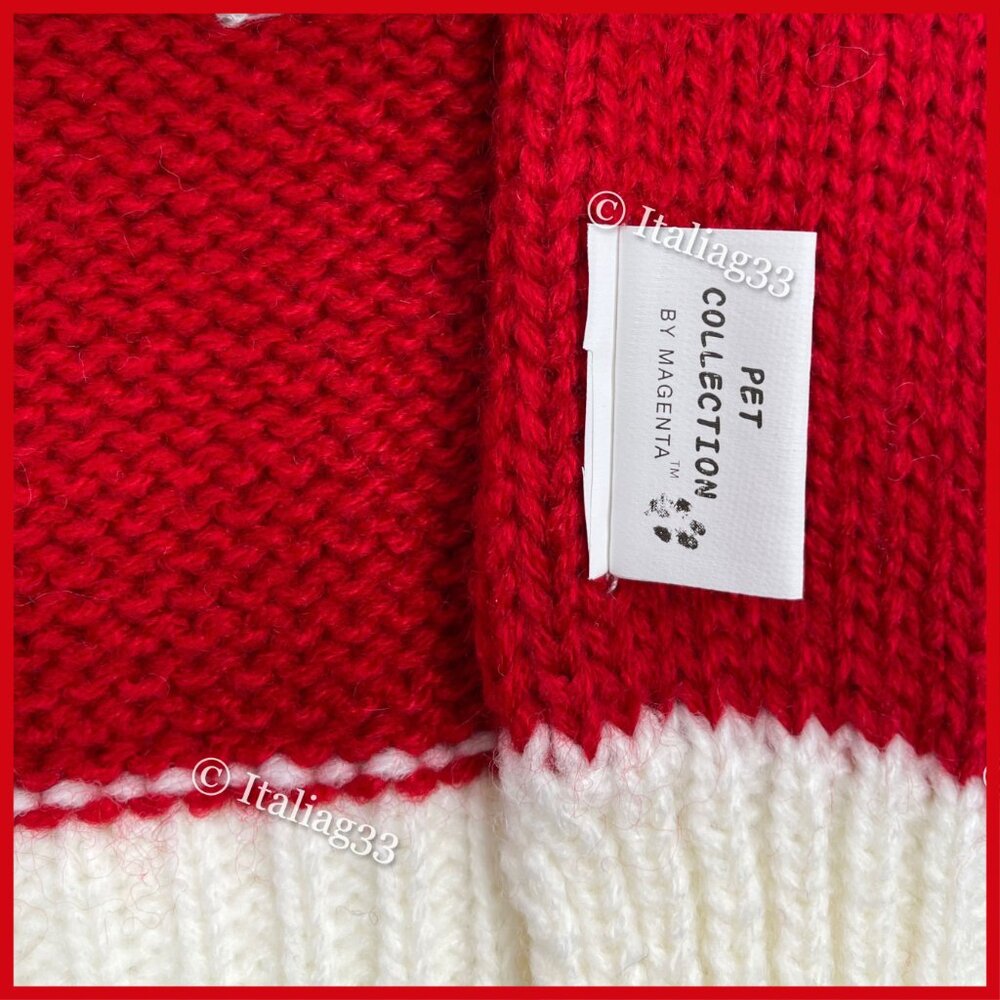 Rae Dunn Dog Sweater PAW HUMBUG Sz XSmall Winter Coat Clothing Red & Cream NEW - Picture 7 of 10
